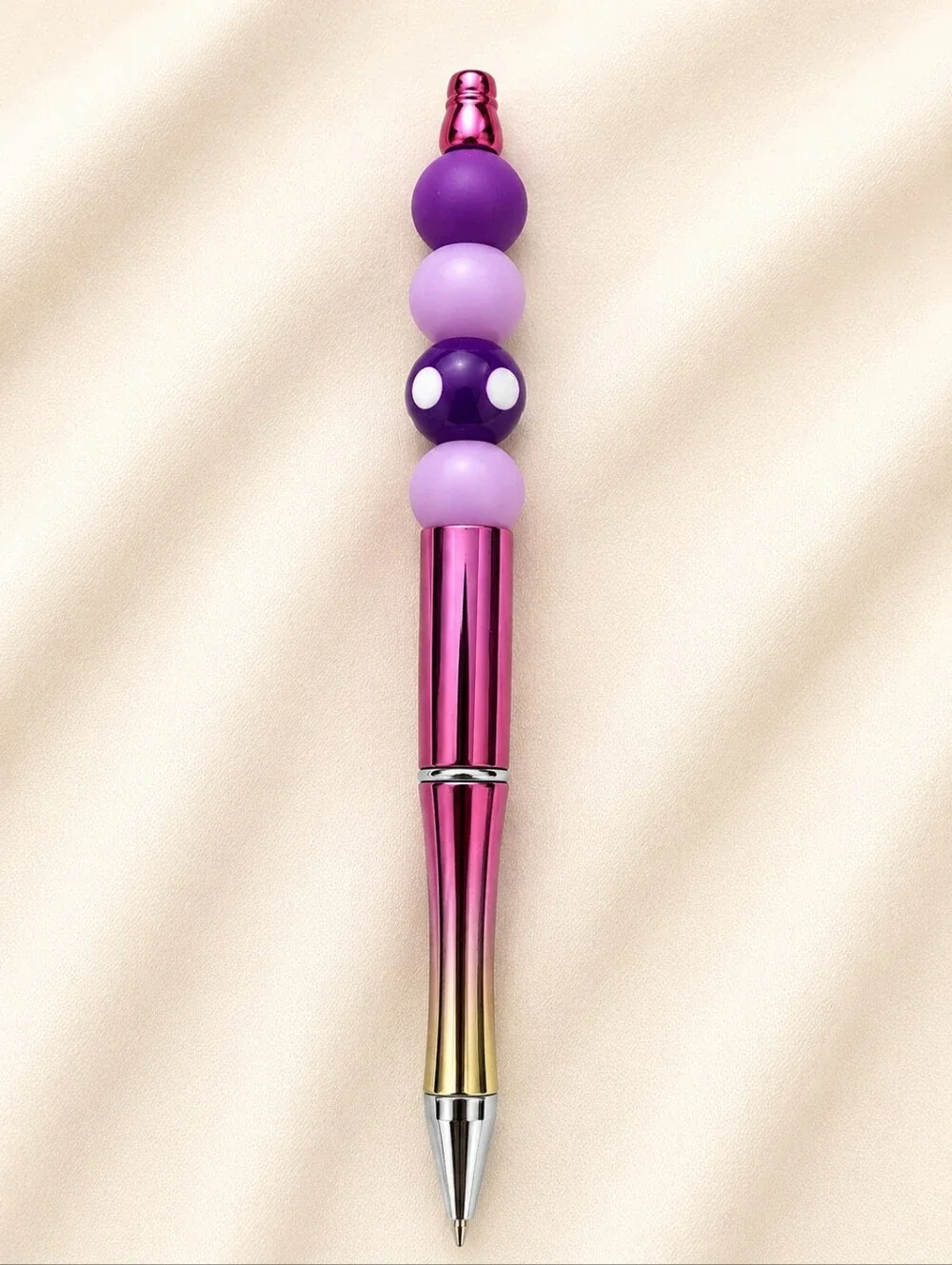 Handcrafted Purple & Pink Beaded Ballpoint Pen - Women's Accessories